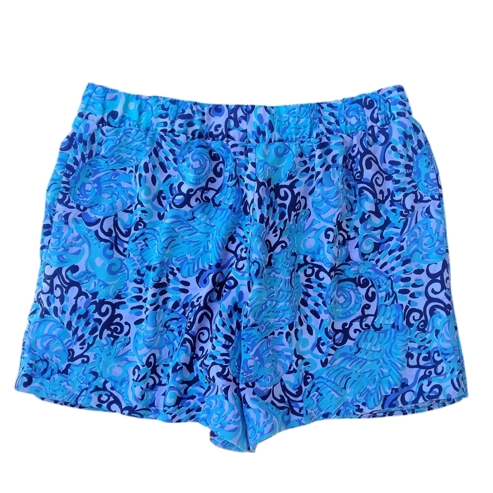 Lilly Pulitzer Blue Mylee Print Tie Front Shorts Breezy Beachy Style Size 2 - Picture 7 of 11